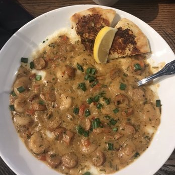 Another Broken Egg Cafe - Shrimp N Grits substituted andouille sausage for chicken sausage. - Breakfast & Brunch Near Me - Overland Park, Kansas
