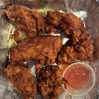 Thai Mango - 13. Golden Chicken Wings - Batter could be more flavorful, but it does taste good with the sauce - Thai Near Me - Sacramento, California Thai Mango - 13. Golden Chicken Wings - Batter could be more flavorful, but it does taste good with the sauce - Thai Near Me - Sacramento, California