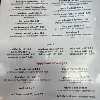 Three's Bar & Grill - Menu - Asian Fusion Near Me - Kihei, Hawaii