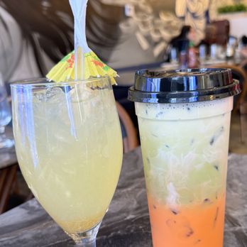 Dan Da - lychee limonade and two tone thai tea - Vietnamese Near Me - Aurora, Colorado