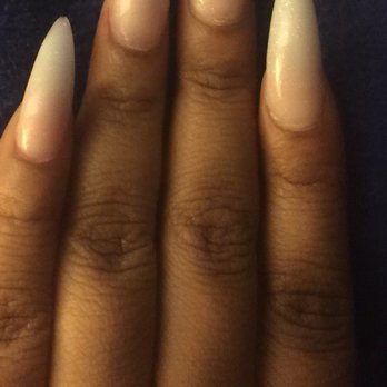 Zen Nails & Beauty - Mia did my ombré pink & white almond shaped nails - Nail Salons Near Me - Bowie, Maryland