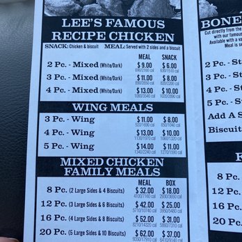 Lee's Famous Recipe Chicken - Menu - Fast Food Near Me - Richmond, Virginia