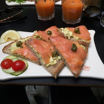 Le Pain Quotidien - Mimosa Tartine with salmon and eggs.  Great! - Breakfast & Brunch Near Me - Paris, 75