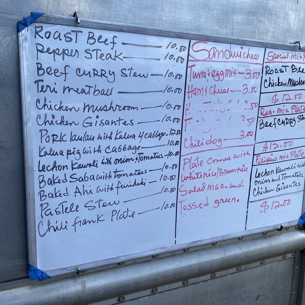 Lanie's Lunchwagon - a menu on a wall - Food Trucks Near Me - Kapolei, Hawaii Lanie's Lunchwagon - a menu on a wall - Food Trucks Near Me - Kapolei, Hawaii