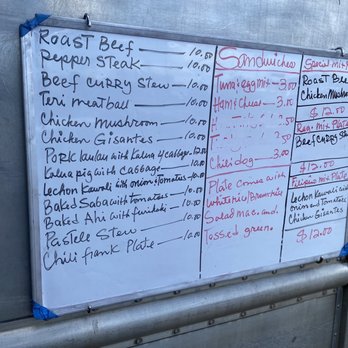 Lanie's Lunchwagon - a menu on a wall - Food Trucks Near Me - Kapolei, Hawaii