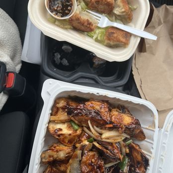 Tommy's Wok - Potstickers and spicy eggplant- great portions and super tasty - Chinese Near Me - Carmel, California