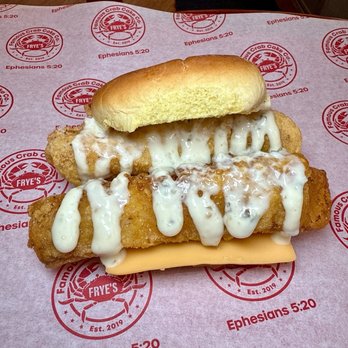 Frye’s Famous Crab Cake - PHAT Fish Sandwich Box (Wild Caught Cod) w/1 Side - Seafood Near Me - Ashburn, Virginia Frye’s Famous Crab Cake - PHAT Fish Sandwich Box (Wild Caught Cod) w/1 Side - Seafood Near Me - Ashburn, Virginia