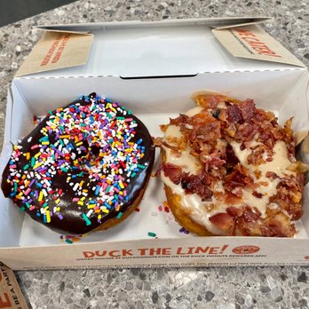 Duck Donuts - Sweet and Salty Maple Bacon (A MUST TRY if you've never had them before - DD put this flavor on the map!) and Chocolate Sprinkles - Donuts Near Me - Woodbridge, Virginia Duck Donuts - Sweet and Salty Maple Bacon (A MUST TRY if you've never had them before - DD put this flavor on the map!) and Chocolate Sprinkles - Donuts Near Me - Woodbridge, Virginia