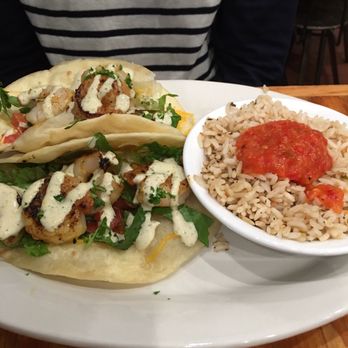 Cabo Fish Taco - Lemon shrimp tacos with rice side. - Mexican Near Me - Blacksburg, Virginia