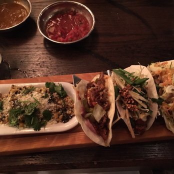 MEX - Cuban, Gogi, and Mahi tacos with a side of Elote. - Mexican Near Me - Bloomfield Hills, Michigan MEX - Cuban, Gogi, and Mahi tacos with a side of Elote. - Mexican Near Me - Bloomfield Hills, Michigan