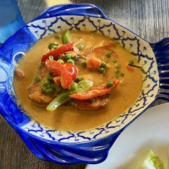 Thailandia Cuisine - Salmon in Penang Curry - Thai Near Me - El Segundo, California Thailandia Cuisine - Salmon in Penang Curry - Thai Near Me - El Segundo, California