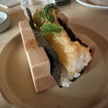 Neighborhood Sushi - Tempura Shrimp - coconut macadamia, shiso, cilantro - Sushi Bars Near Me - Dallas, Texas Neighborhood Sushi - Tempura Shrimp - coconut macadamia, shiso, cilantro - Sushi Bars Near Me - Dallas, Texas