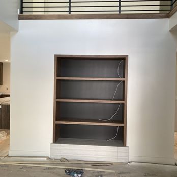 Ideal Customs - The shelf installed. The wires on the right are for the LED back light that I prepared recessed grooves to hold. - Cabinetry Near Me - Cedar Hills, Utah
