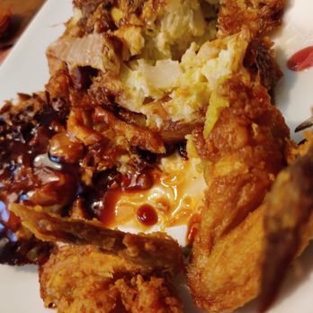 Wan's Garden - Burnt Eggfoo Young with 95% onion 1 Shrimp, 2-3 prices of Pork, and Micro Chicken Wings which were smaller than a packet of Soy Sauce. - Chinese Near Me - Ridgewood, New York