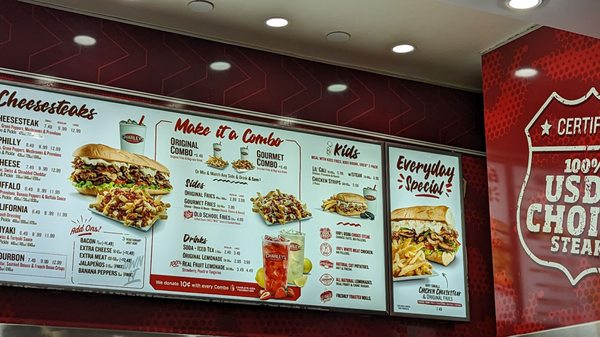 Menu photo 1 Charleys Cheesesteaks Tukwila, WA