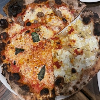 Razza - Left over Margherita Pizza, Corn Pie and Santo Pizza - Pizza Near Me - Jersey City, New Jersey Razza - Left over Margherita Pizza, Corn Pie and Santo Pizza - Pizza Near Me - Jersey City, New Jersey