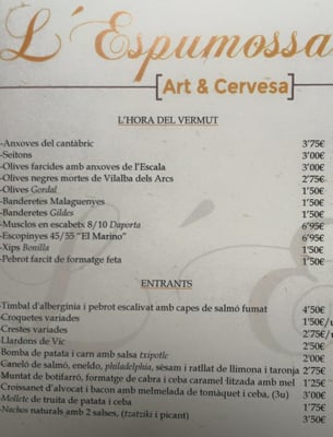 Menu photo 1 L' Espumossa Barcelona, B Menu photo 1 L' Espumossa Barcelona, B
