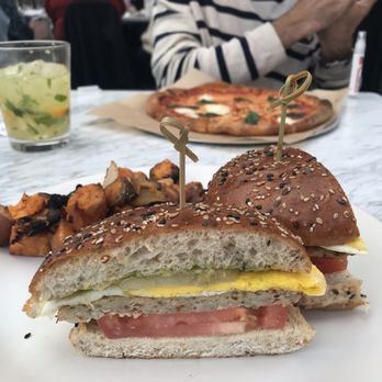 True Food Kitchen - Egg and chicken sausage sandwich, margarita pizza - New American Near Me - Columbus, Ohio