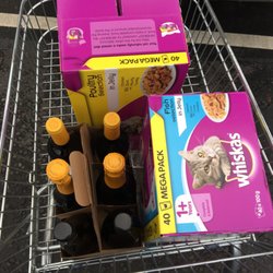 Asda - Cat food & wine what more do you need for the weekend?