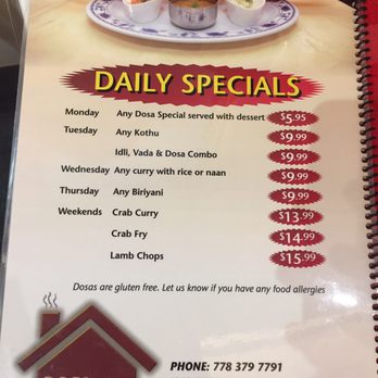 Dosa Factory - Daily specials for deal hunters - Indian Near Me - Vancouver, British Columbia