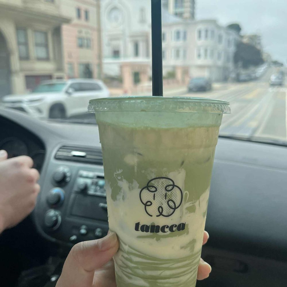 matcha with puff cream matcha with puff cream