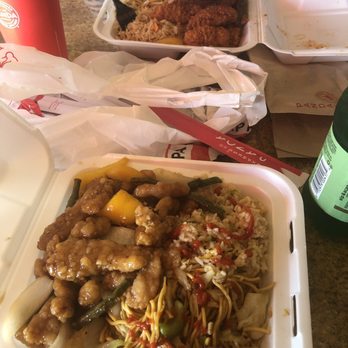 Panda Express - Honey sesame chicken with half rice half chow mein - Chinese Near Me - South Plainfield, New Jersey