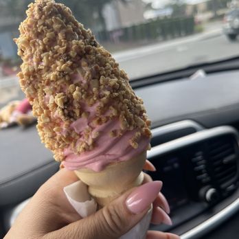Twistee Treat - SODO - Strawberry, soft serve, and a cake cone dipped in chocolate covered in peanuts - Ice Cream & Frozen Yogurt Near Me - Orlando, Florida Twistee Treat - SODO - Strawberry, soft serve, and a cake cone dipped in chocolate covered in peanuts - Ice Cream & Frozen Yogurt Near Me - Orlando, Florida