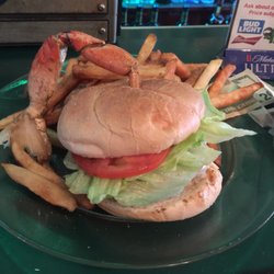 Trophy Tavern - Cheese burger with fries and crab leg :)
