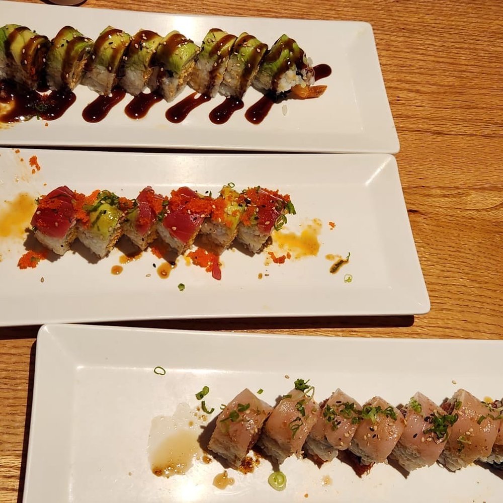 Sushi Dake - Sushi Dake rolls including Garlic albacore. Some pieces missing as we could not wait to eat it.. lol - Japanese Near Me - Burbank, California Sushi Dake - Sushi Dake rolls including Garlic albacore. Some pieces missing as we could not wait to eat it.. lol - Japanese Near Me - Burbank, California