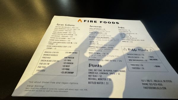 Menu photo 2 Fire Foods Molalla, OR