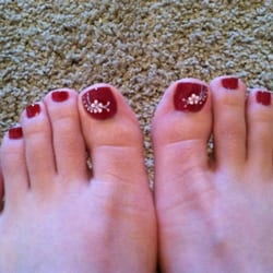 Rose Nail & Spa - Opi chick flick cherry with cherry blossom design