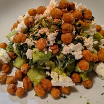 Bar Acuda - $18 Local Cucumber Salad avocado, crispy garbanzo beans, feta cheese, white balsamic vinaigrette & fresh herbs (subbed feta w goat cheese) - Tapas Bars Near Me - Hanalei, Hawaii