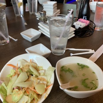 Akashi - salad and miso with sushi rolls 2/$11 lunch - Sushi Bars Near Me - Houston, Texas