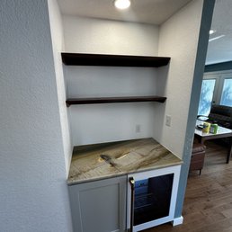 Coffee and Tequila Bar with a beverage fridge