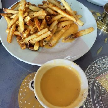 Pick Me Up Cafe - Fries with vegan cheese on the side - New American Near Me - Chicago, Illinois