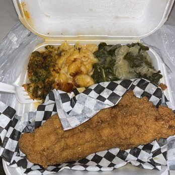 Gotta Have it Grill - Catfish with green and Mac - Southern Near Me - Gardena, California Gotta Have it Grill - Catfish with green and Mac - Southern Near Me - Gardena, California