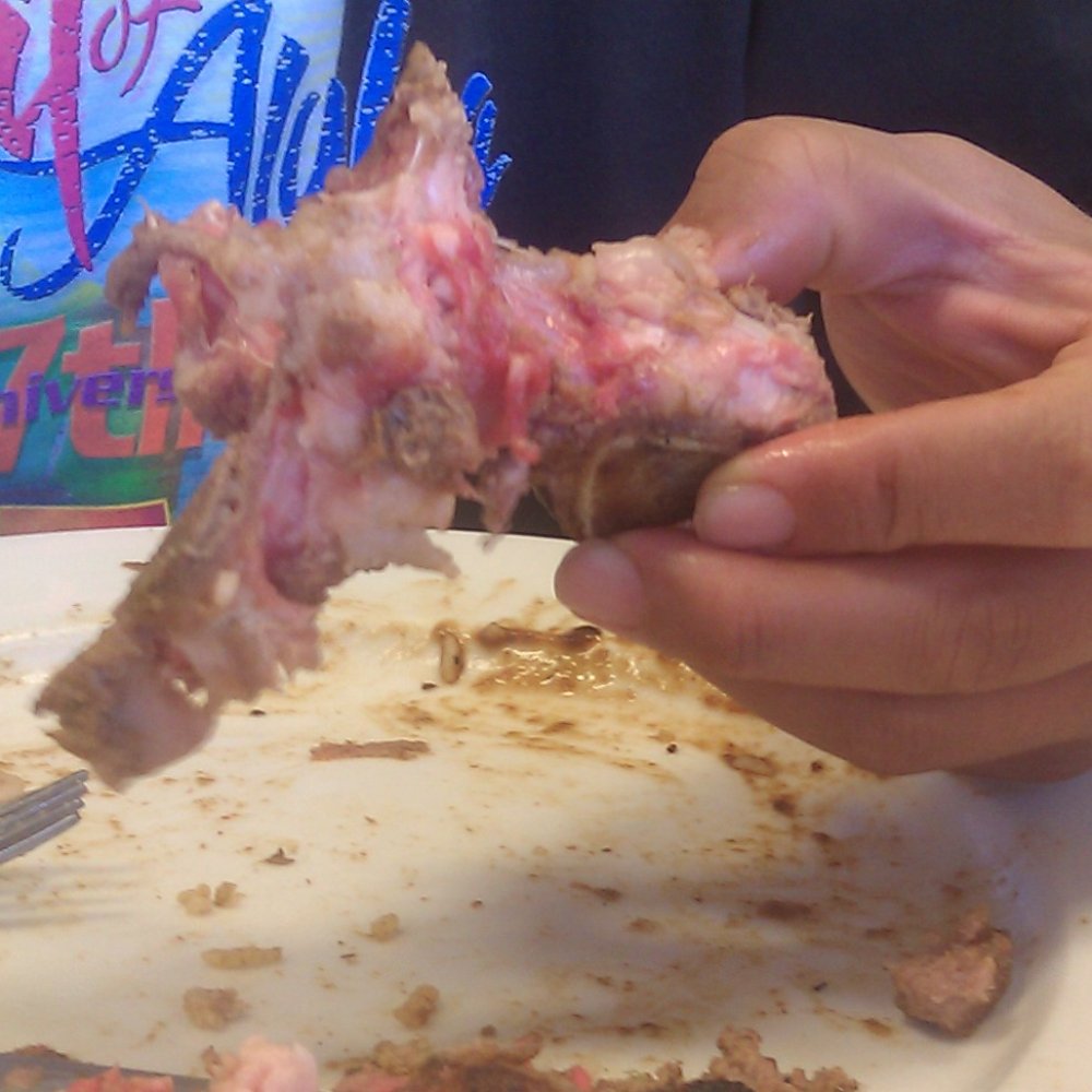 Ray's Café - The remains of my T-bone. (photo: Donald Salvador) (Jan 29 2012) - American Near Me - Honolulu, Hawaii Ray's Café - The remains of my T-bone. (photo: Donald Salvador) (Jan 29 2012) - American Near Me - Honolulu, Hawaii
