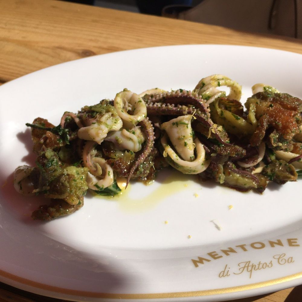 Mentone - Look at this calamari!  So delicious - Italian Near Me - Aptos, California
