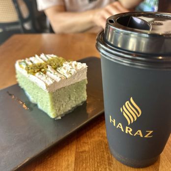 Haraz Coffee House - Pistachio Milk Cake and Haraz Latte (16oz) - Coffee & Tea Near Me - Irving, Texas Haraz Coffee House - Pistachio Milk Cake and Haraz Latte (16oz) - Coffee & Tea Near Me - Irving, Texas