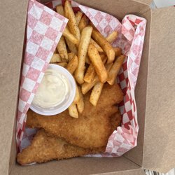 Assateague Market - Fried flounder meal with old bay fries and tarter sauce.