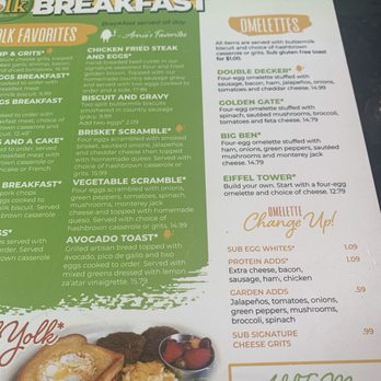 The Toasted Yolk Cafe - Menu - Breakfast & Brunch Near Me - Mobile, Alabama The Toasted Yolk Cafe - Menu - Breakfast & Brunch Near Me - Mobile, Alabama