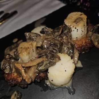 Ciao Bella - Scallop app special with porcini sauce and potato cake...amazing! - Italian Near Me - Monticello, New York Ciao Bella - Scallop app special with porcini sauce and potato cake...amazing! - Italian Near Me - Monticello, New York