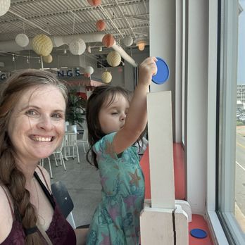 Beachside Social - My little one and I playing connect four! - Cocktail Bars Near Me - Virginia Beach, Virginia