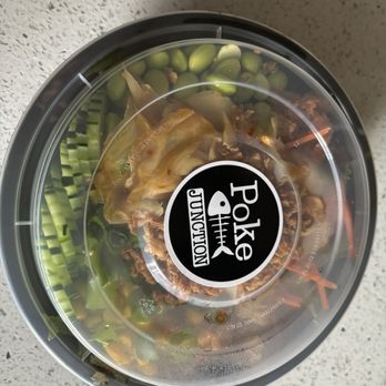 Poke Junction - Half brown rice and salad with spicy tuna, salmon and chicken with a variety of toppings.  Yum!! - Sushi Bars Near Me - Palmdale, California