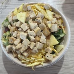 BIBIBOP Asian Grill - This is called a meatless Monday ball organic tofu, organic citrus, kale sweet potato