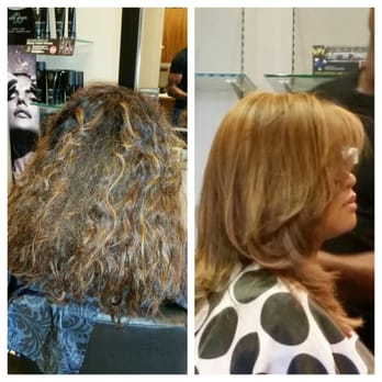 Paris Green Salon - Brazilian Blowout with full color: before and after pics. It looks great thanks to Al...very professional. - Hair Salons Near Me - Kailua, Hawaii