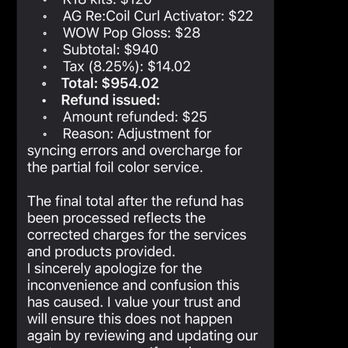 Curl Revolution Salon - Response in regards to charging for a service never performed - Hair Stylists Near Me - Frisco, Texas Curl Revolution Salon - Response in regards to charging for a service never performed - Hair Stylists Near Me - Frisco, Texas
