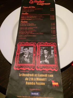 Menu photo 2 La Bodega Paris, 75 Menu photo 2 La Bodega Paris, 75