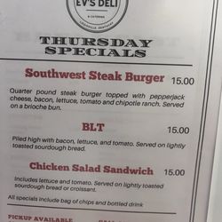Ev's Deli - Daily Specials
