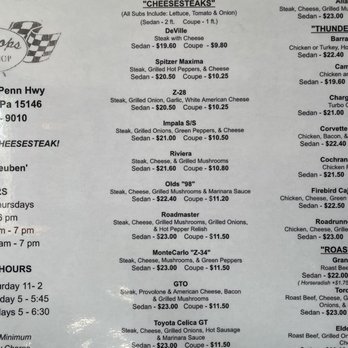 Carhops - Cheesesteak menu - Fast Food Near Me - Monroeville, Pennsylvania